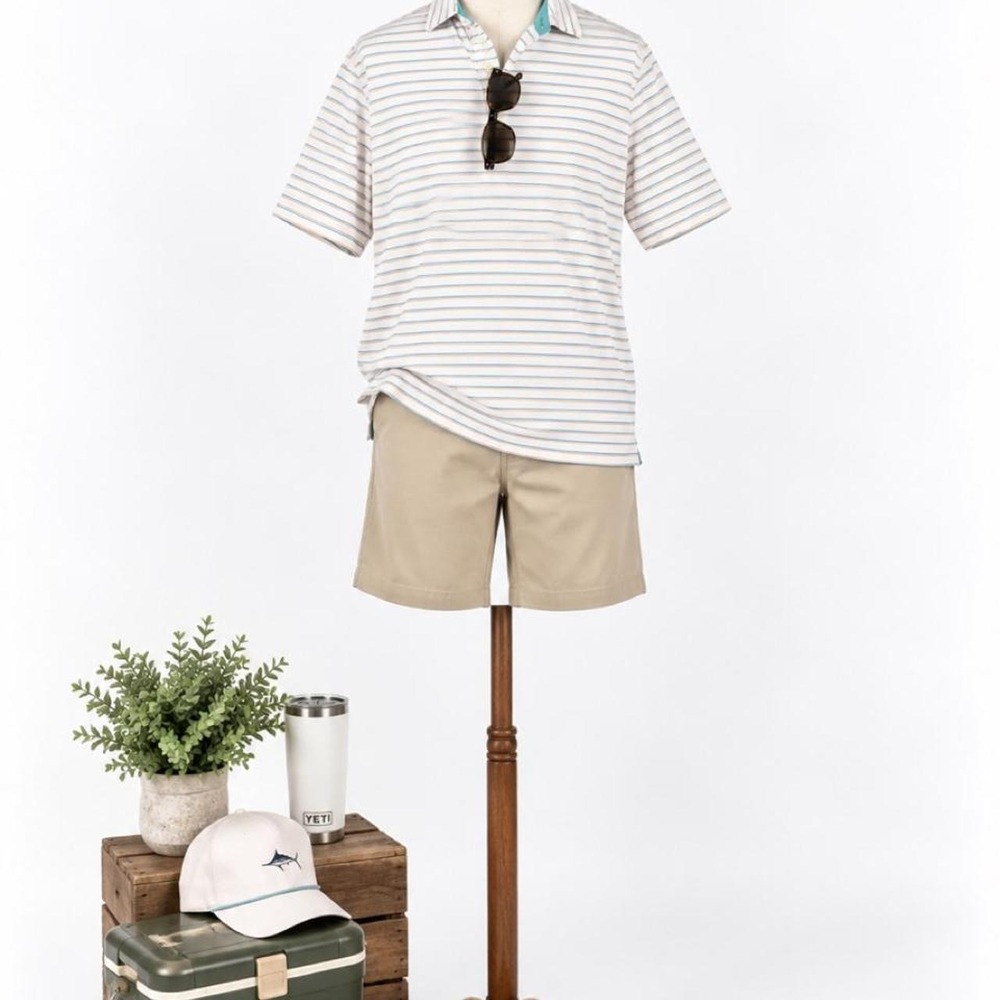 johnnie-O Striped Performance Polo Shirt – Men's Large